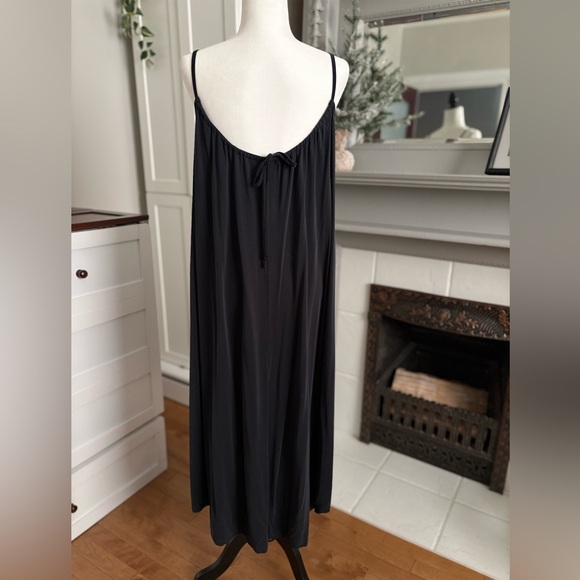 Black Maxi Slip Dress with Spaghetti Straps - Picture 3 of 5